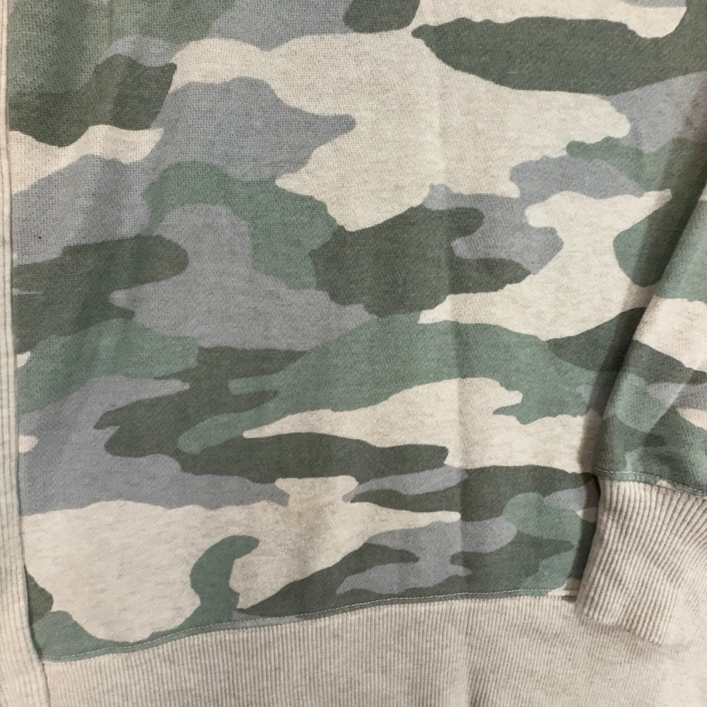 Aerie Sweatshirt Women Small Green Camo Crewneck Ribbed Side Slit Pullover - Picture 4 of 10
